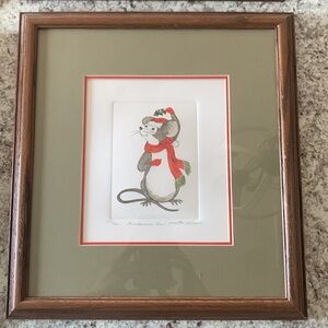 Martha Hinson Christmouse Kiss Signed Numbered  Christmas mouse  limited edition